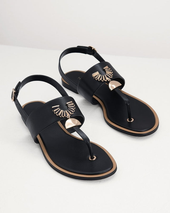 Fan Embellished Thong Sandals