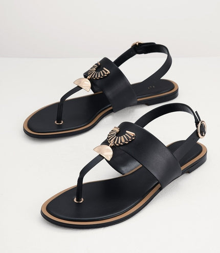 Fan Embellished Thong Sandals