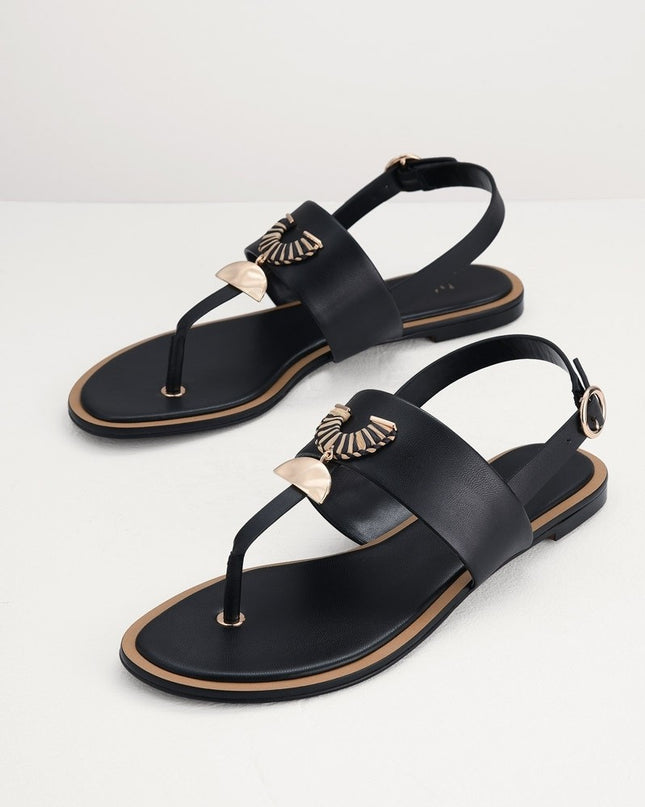 Fan Embellished Thong Sandals