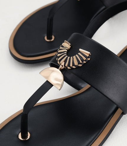 Fan Embellished Thong Sandals
