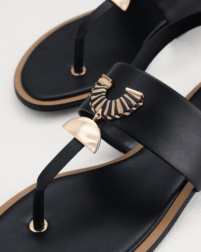 Fan Embellished Thong Sandals