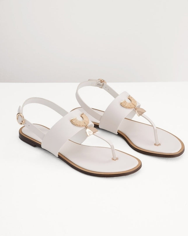 Fan Embellished Thong Sandals