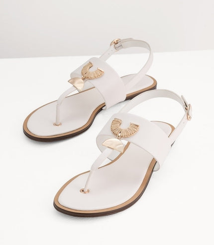 Fan Embellished Thong Sandals