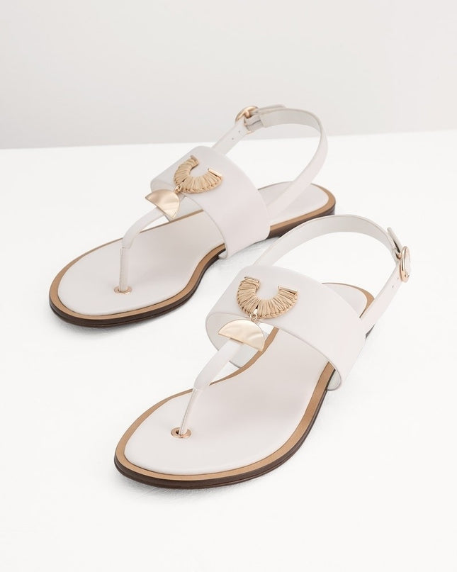 Fan Embellished Thong Sandals