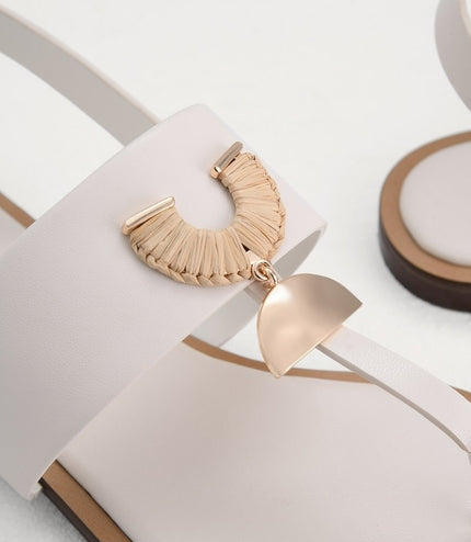 Fan Embellished Thong Sandals