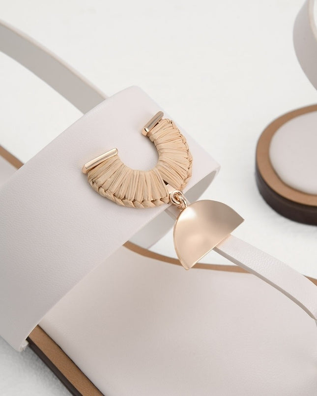 Fan Embellished Thong Sandals