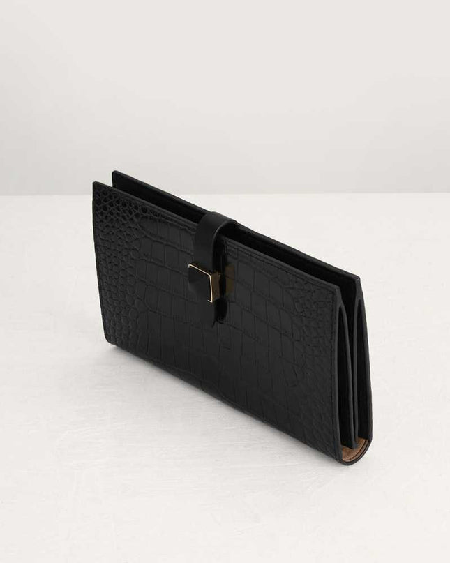 Croc-Effect Leather Travel Organizer