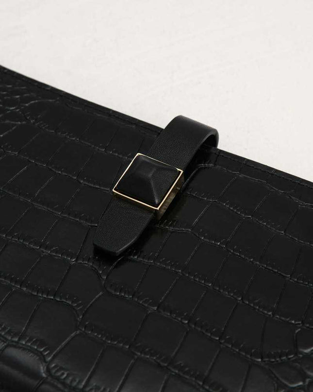 Croc-Effect Leather Travel Organizer