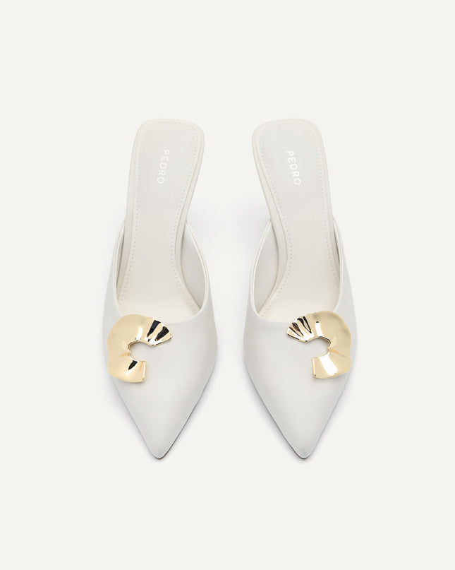 Iris Leather Heel Mules - Chalk