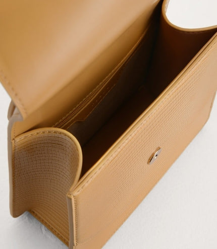 Mini Lizard-effect Top Handle Bag