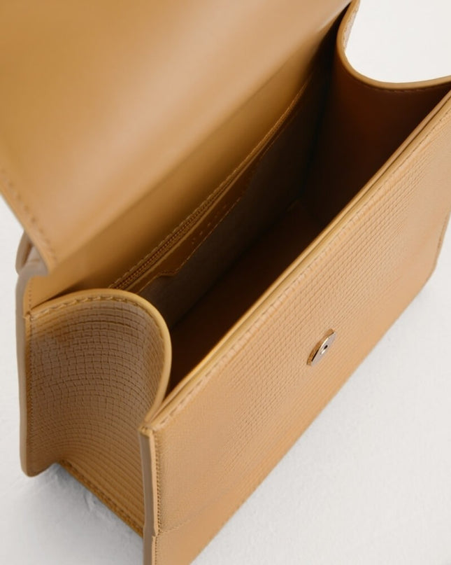 Mini Lizard-effect Top Handle Bag
