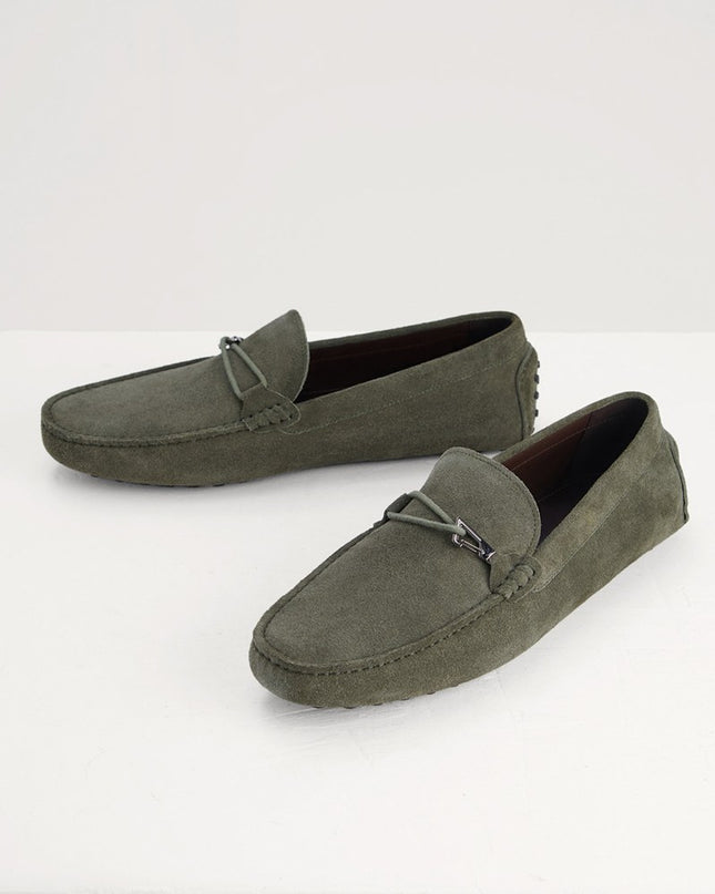 Bit Detail Suede Moccasins