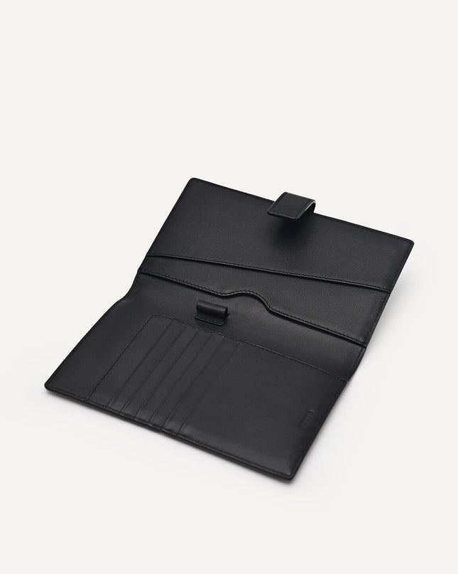 Leather Micro Bi-Fold Travel Organiser - Black