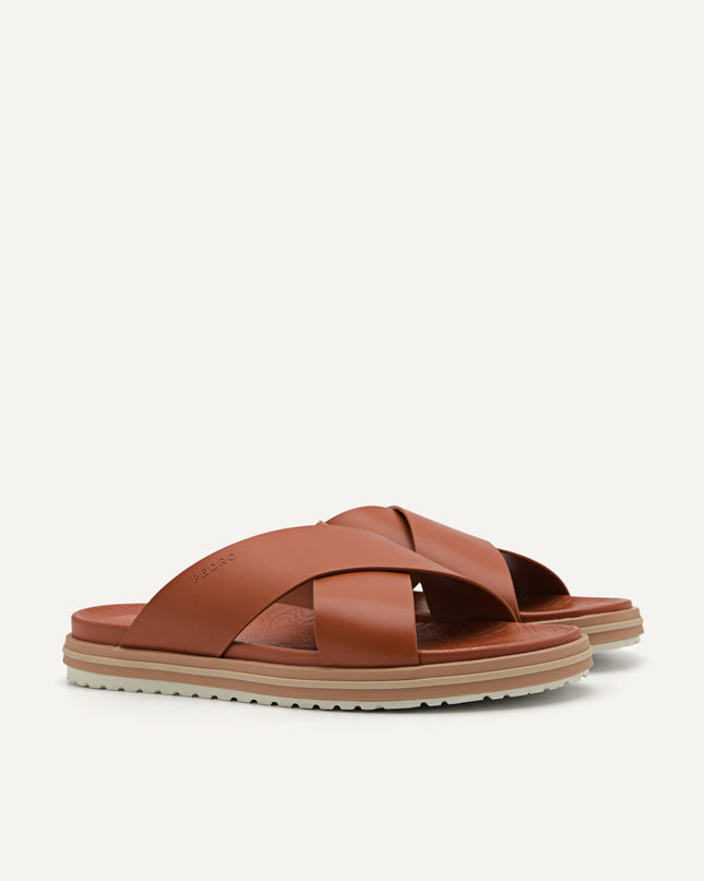 PEDRO Icon Cross Strap Sandals - Cognac