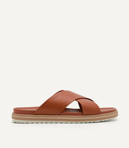 PEDRO Icon Cross Strap Sandals - Cognac