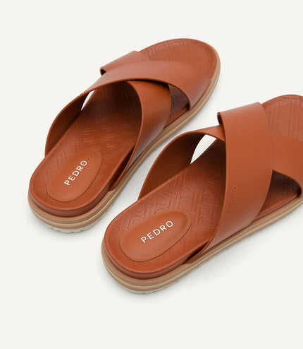PEDRO Icon Cross Strap Sandals - Cognac