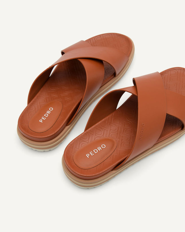 PEDRO Icon Cross Strap Sandals - Cognac