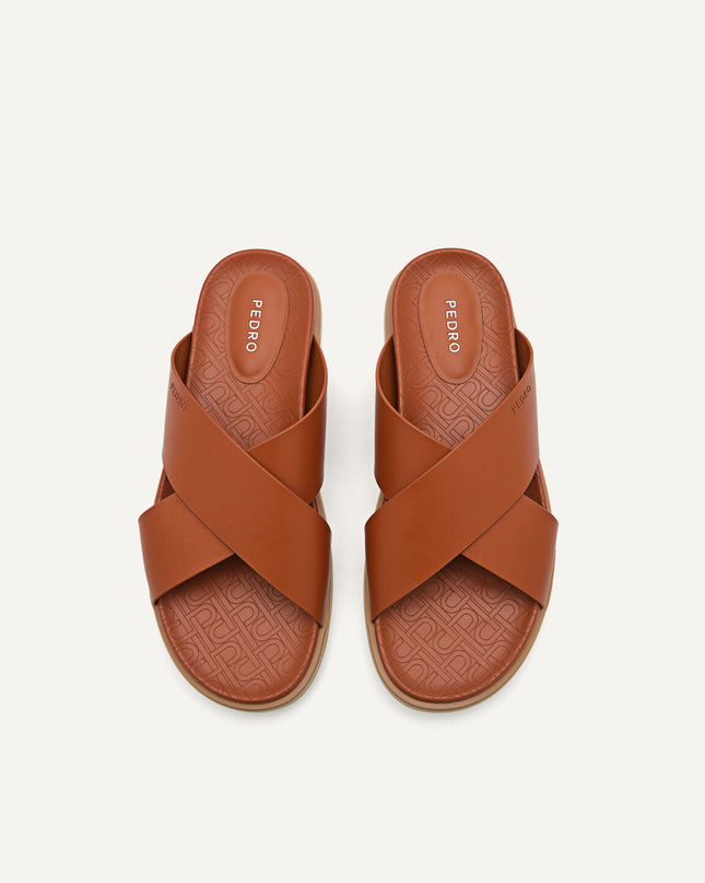 PEDRO Icon Cross Strap Sandals - Cognac