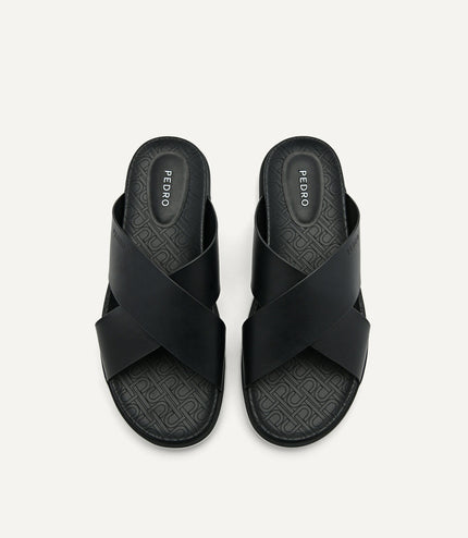 PEDRO Icon Cross Strap Sandals - Black