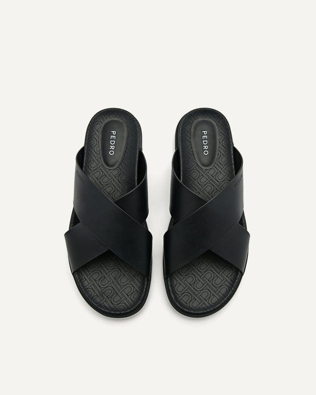 PEDRO Icon Cross Strap Sandals - Black
