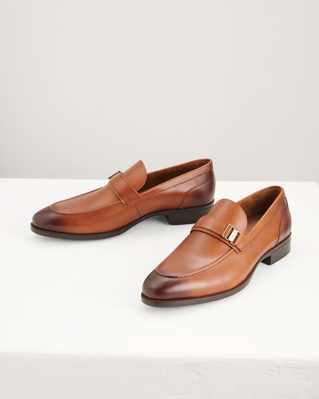 Side Buckled Loafers - Cognac
