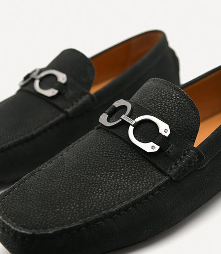 Leather Horsebit Moccasins - Black