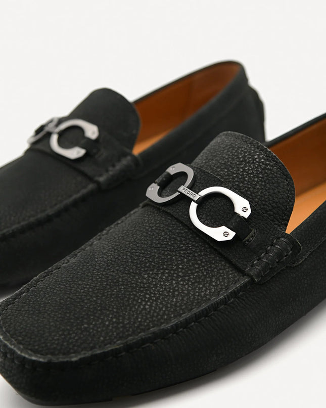 Leather Horsebit Moccasins - Black