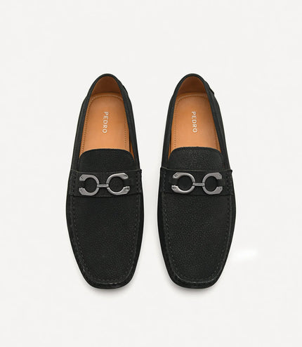 Leather Horsebit Moccasins - Black