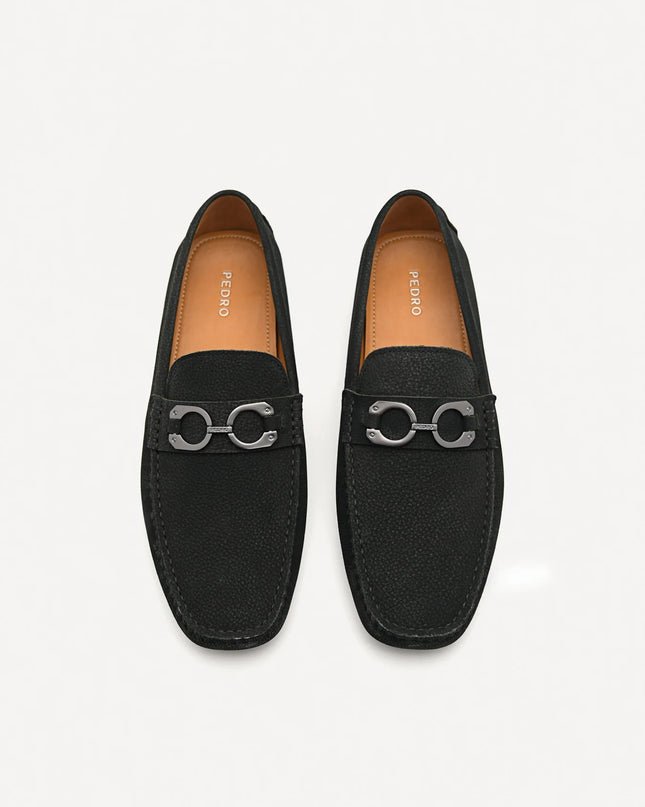 Leather Horsebit Moccasins - Black