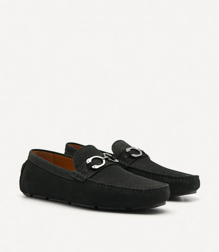 Leather Horsebit Moccasins - Black