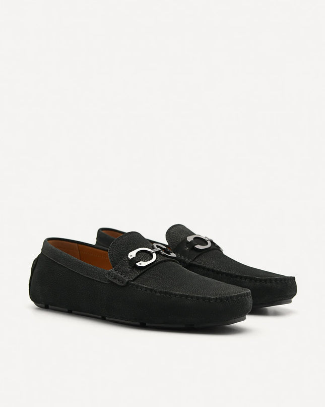 Leather Horsebit Moccasins - Black