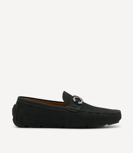 Leather Horsebit Moccasins - Black