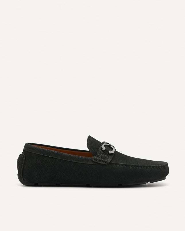 Leather Horsebit Moccasins - Black