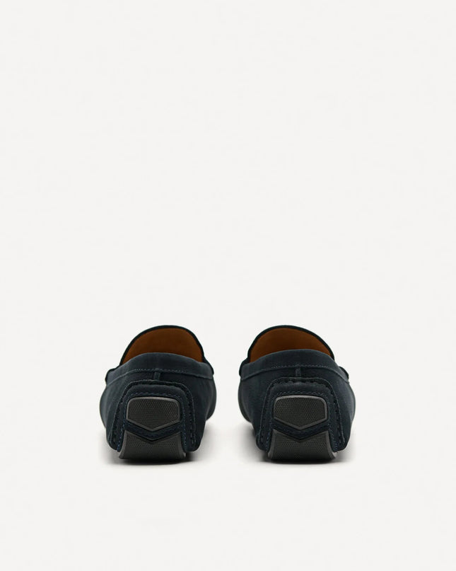 Leather Horsebit Moccasins - Navy