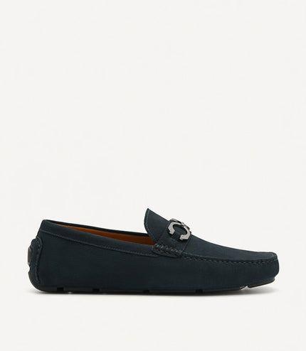 Leather Horsebit Moccasins - Navy