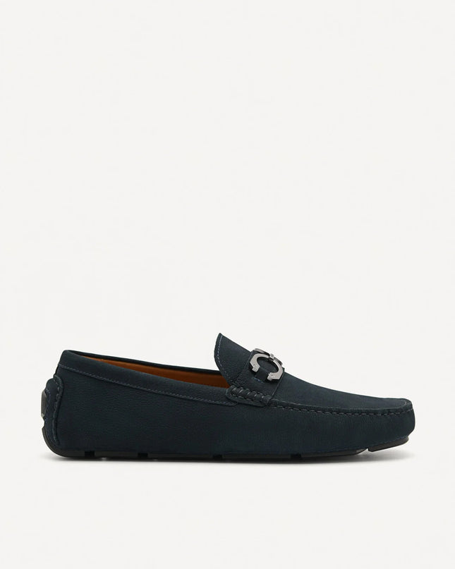 Leather Horsebit Moccasins - Navy