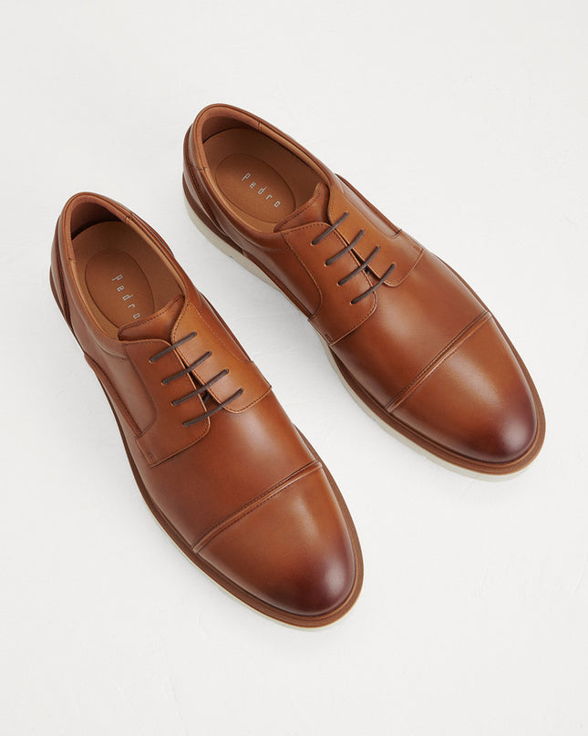 Leather Cap Toe Derby Shoes