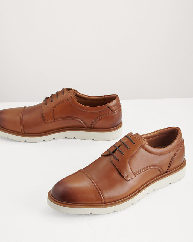 Leather Cap Toe Derby Shoes