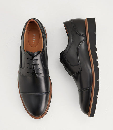 Leather Cap Toe Derby Shoes