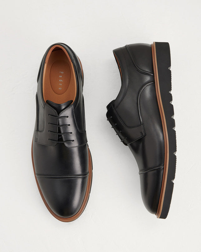 Leather Cap Toe Derby Shoes