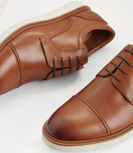 Leather Cap Toe Derby Shoes