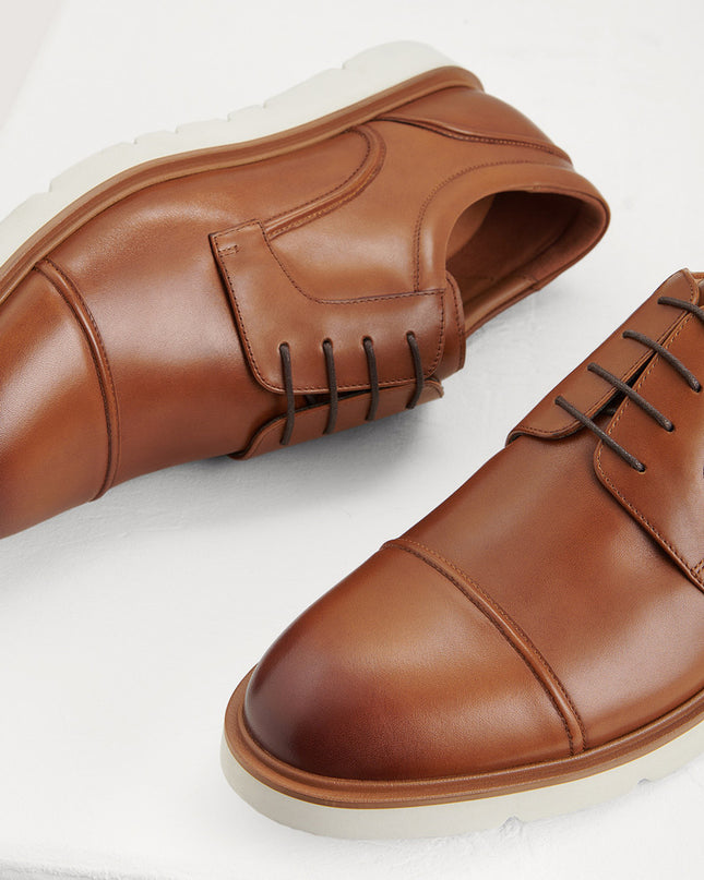 Leather Cap Toe Derby Shoes