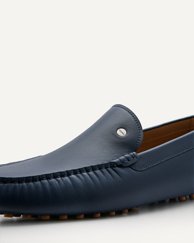 Oliver Leather Moccasins - Navy