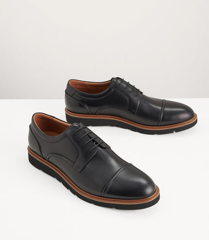 Leather Cap Toe Derby Shoes