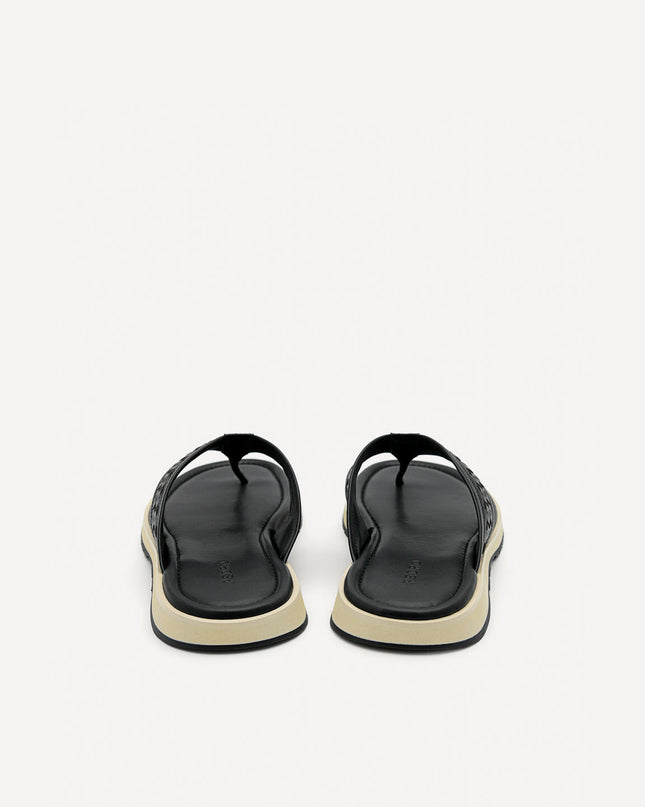 Woven Thong Sandals - Black