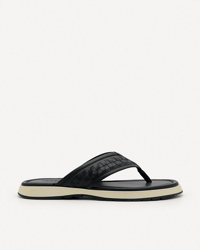 Woven Thong Sandals - Black