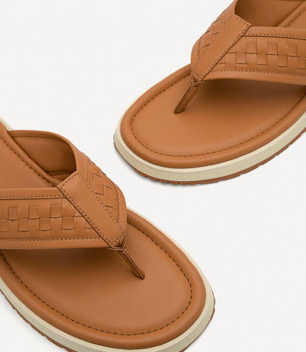 Woven Thong Sandals - Camel