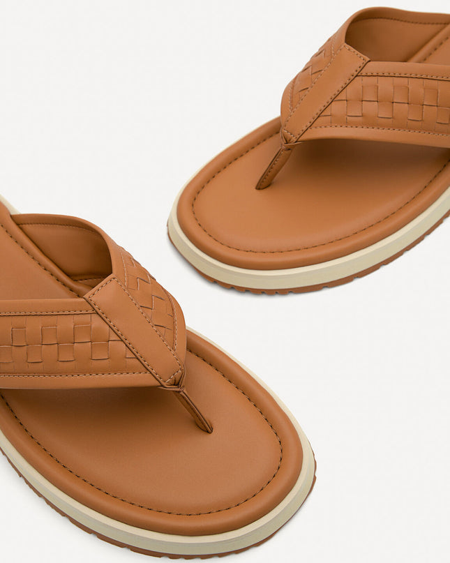 Woven Thong Sandals - Camel