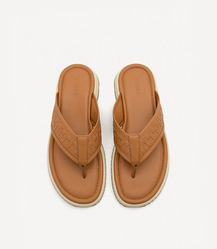 Woven Thong Sandals - Camel