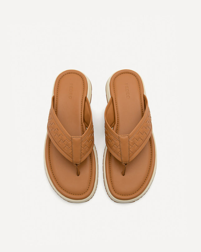 Woven Thong Sandals - Camel